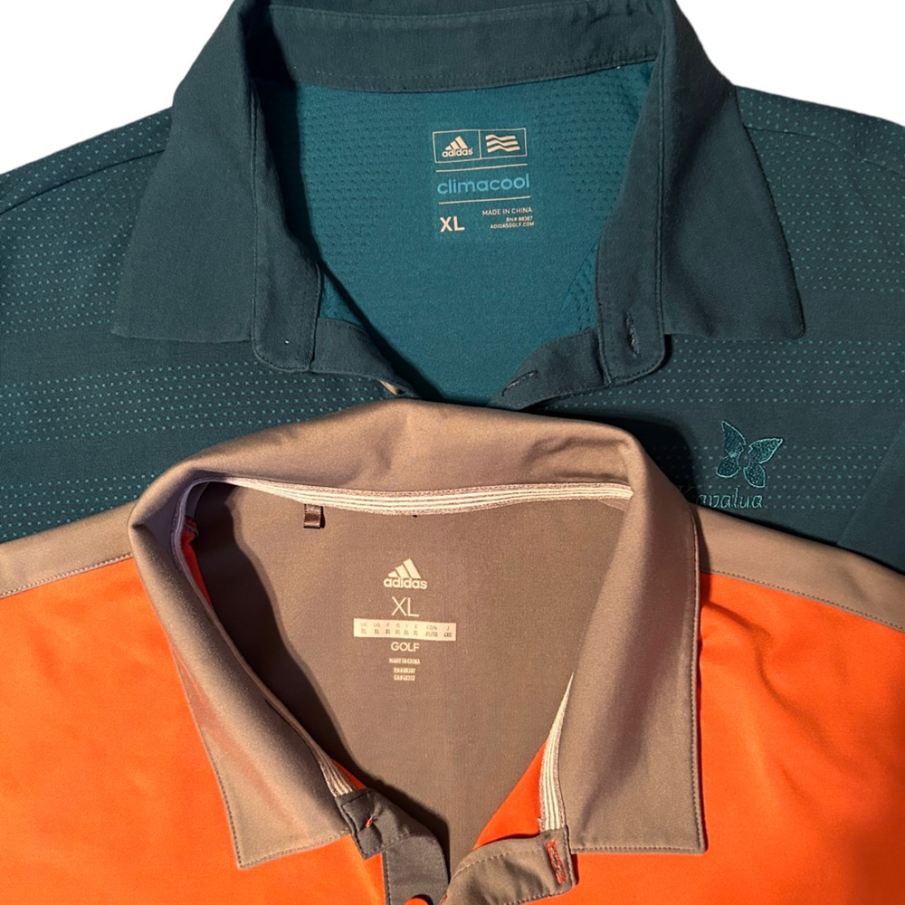Adidas golf shirts, extra large.